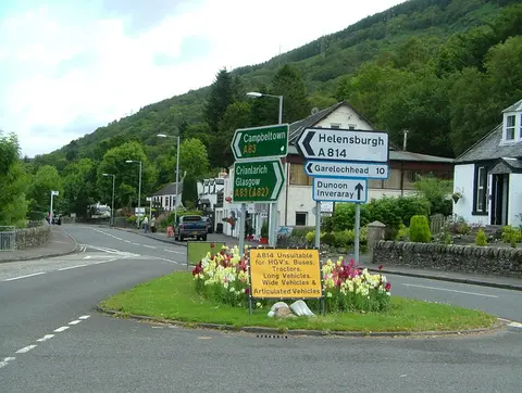 Arrochar village and road junction at the head of Loch Long